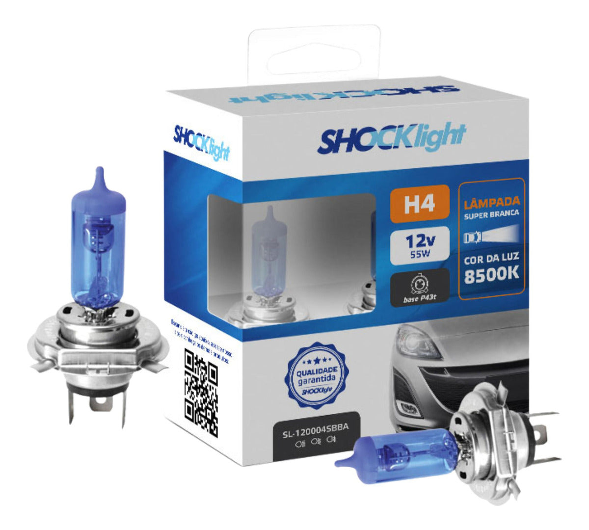 Par Lampada Super Branca Shocklight 8500k 12v 60/55w