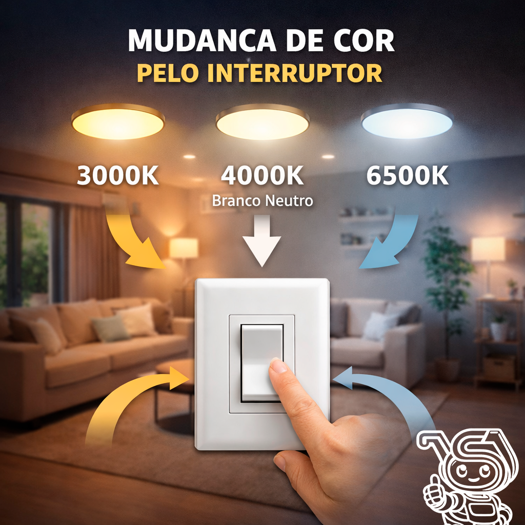 Luminaria Plafon 30/60w Redondo 2 Andares Cristal 3 Cores