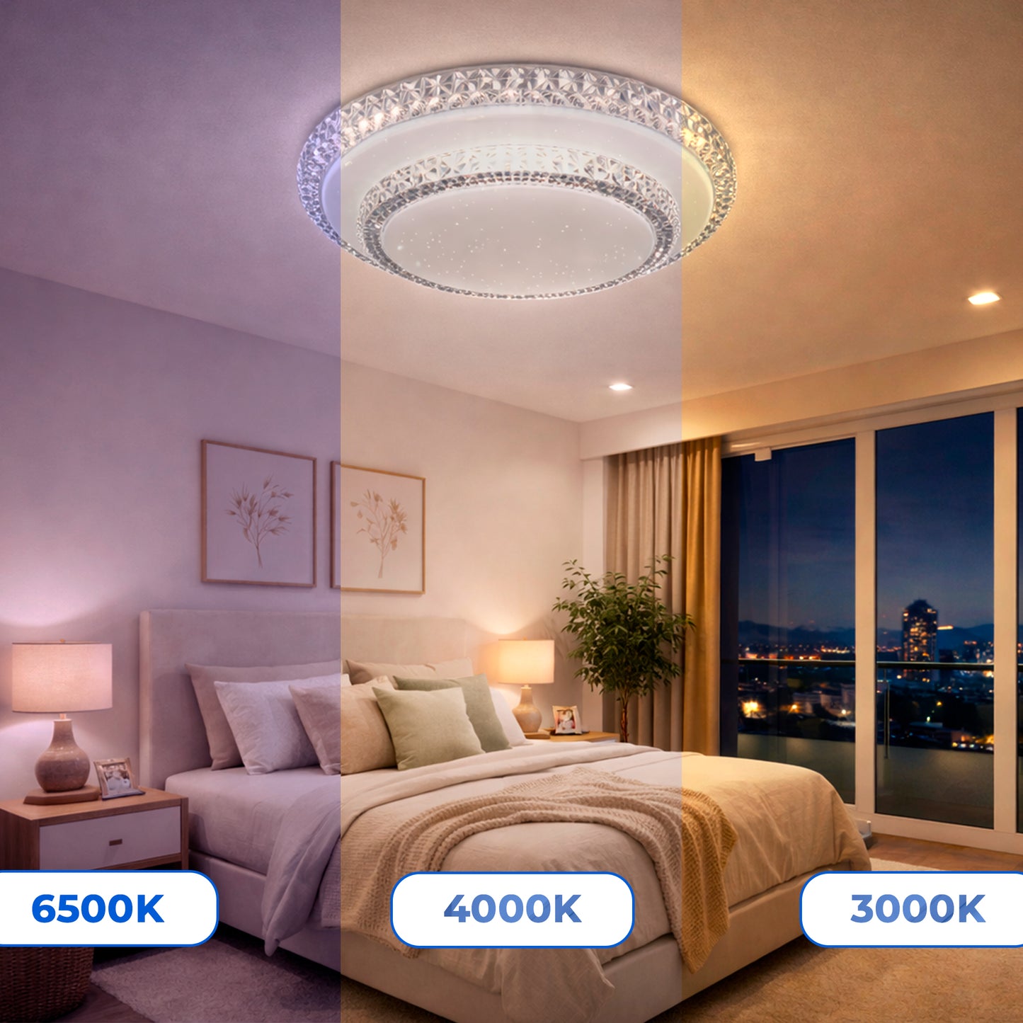 Luminaria Plafon 30/60w Redondo 2 Andares Cristal 3 Cores