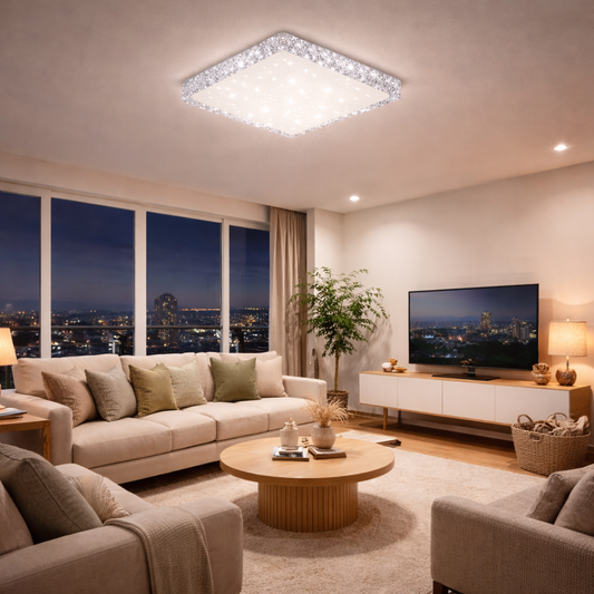 Plafon Cristal Led Quadrado 44x44 Sobrepor 3 Cores 127/220v Branco